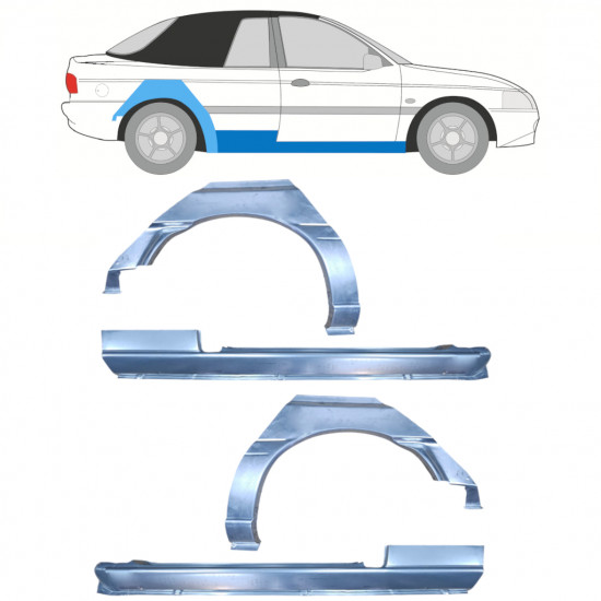 Opravný plech prahu + zadního blatníku na Ford Escort 1990-2000  CABRIO / Sada 12591