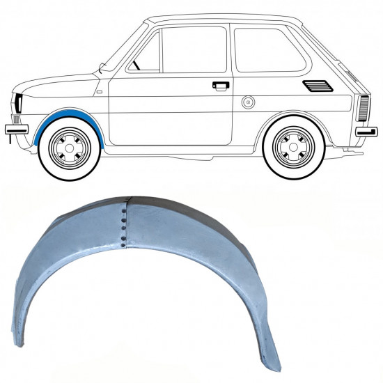 Vnitřní opravný plech předního blatníku na Fiat 126p 1972-1978 / Levá 10216