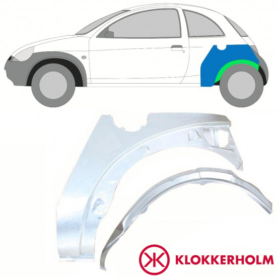 Opravný plech vnitřního + vnějšího zadního blatníku na Ford KA 1996-2008 / Levá / Sada 10776