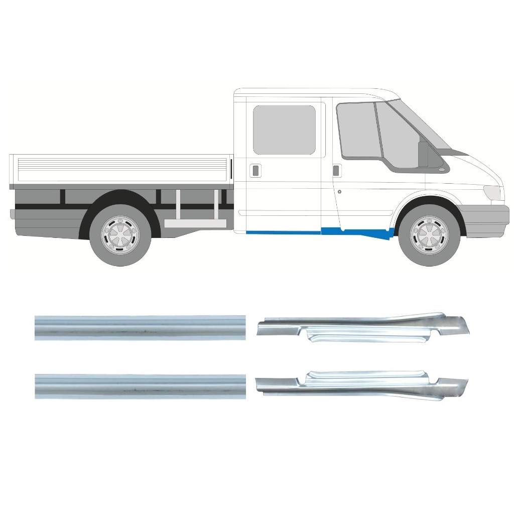 Opravný Plech Prahu Na Ford Transit 2000-2013 / Levá+Pravá / Dvojitá Kabina / Sada 9698