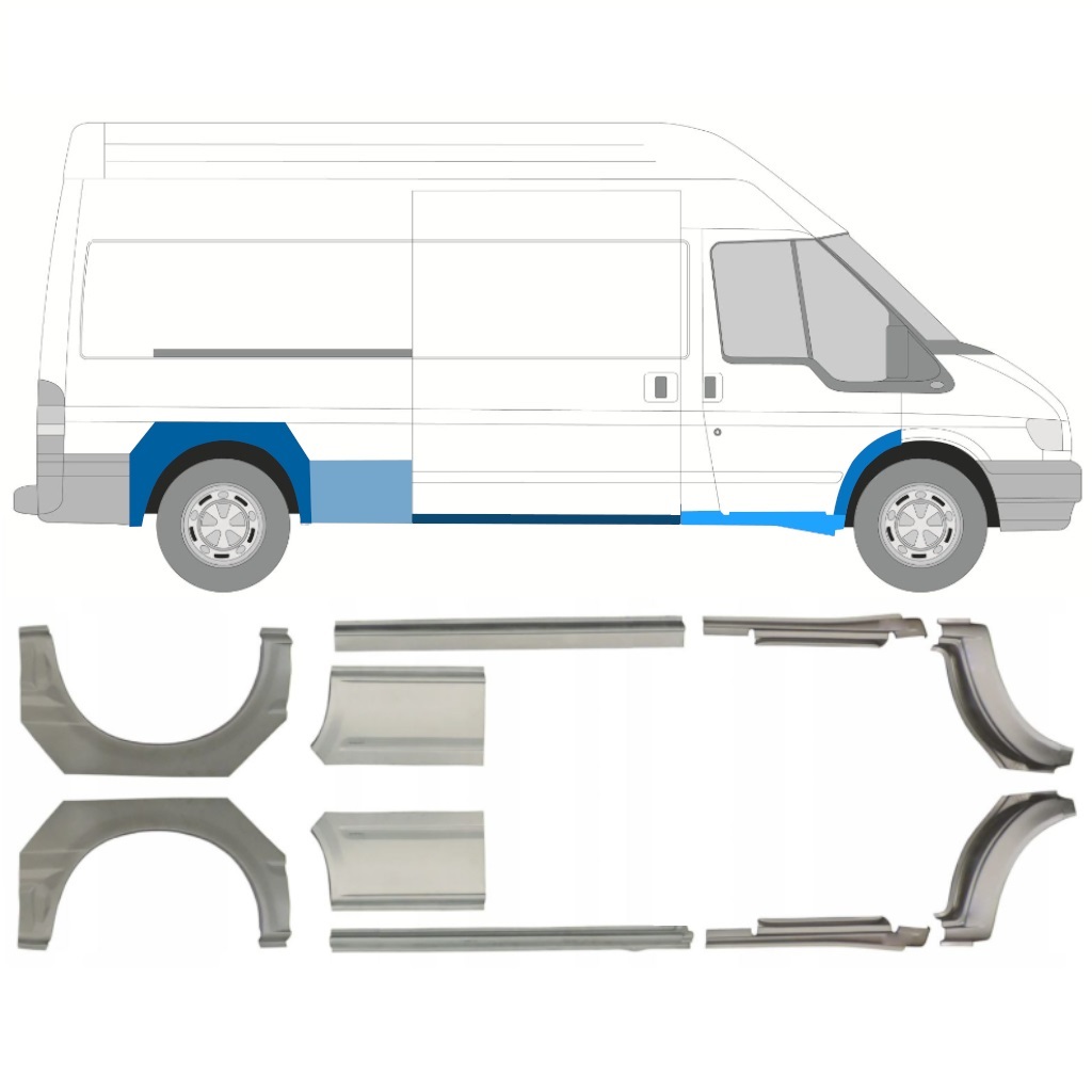 Opravný Plech Prahu + Zadního Blatníku Na Ford Transit 2000-2013 / Lwb / Levá+Pravá / Sada 10640
