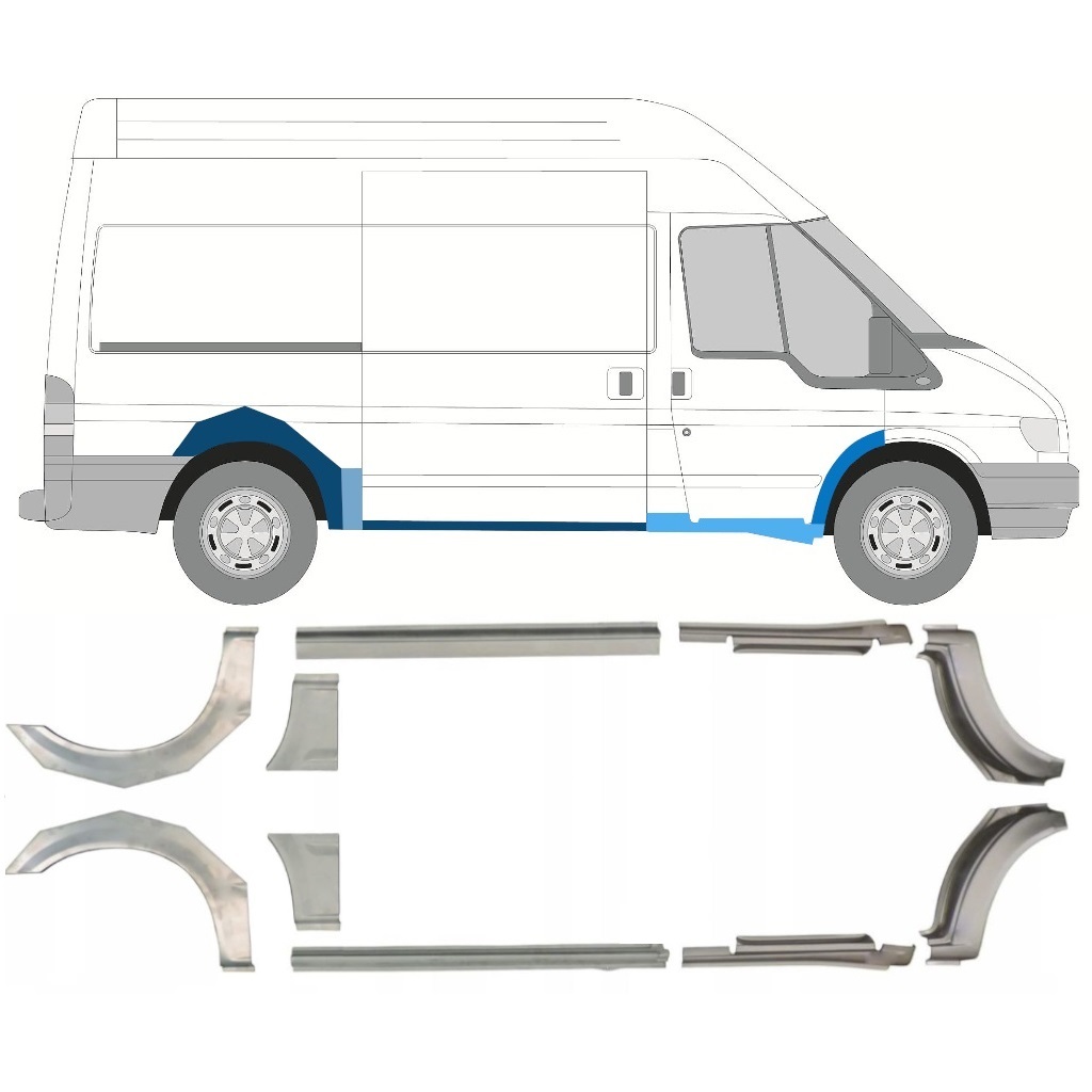Opravný Plech Prahu + Zadního Blatníku Na Ford Transit 2000-2013 / Mwb / Levá+Pravá / Sada 10637