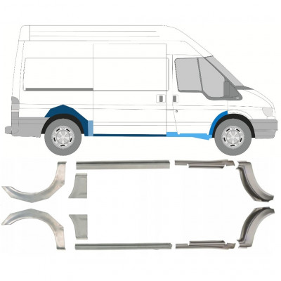 FORD TRANSIT 2000-2013 PRŮMĚRNÝ ROZVOR KOL OPRAVA ZADNÍHO BLATNÍKU + OPRAVA PRAHU / NASTAVIT