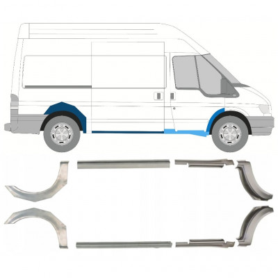 Opravný plech prahu + zadního blatníku na Ford Transit 2000-2013 / MWB / Sada 9693