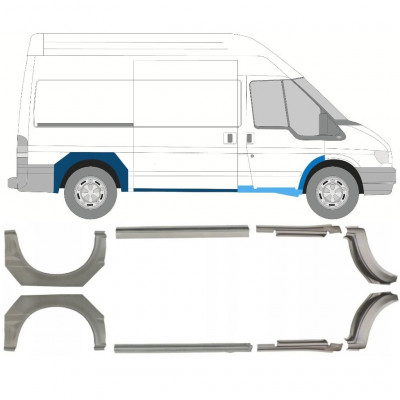 Opravný plech prahu + zadního blatníku na Ford Transit 2000-2013 / Sada 9692