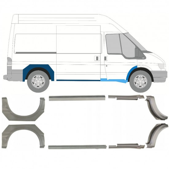 FORD TRANSIT 2000-2013 OPRAVA ZADNÍHO BLATNÍKU + OPRAVA PRAHU / PRÁVA + LEVÝ / NASTAVIT