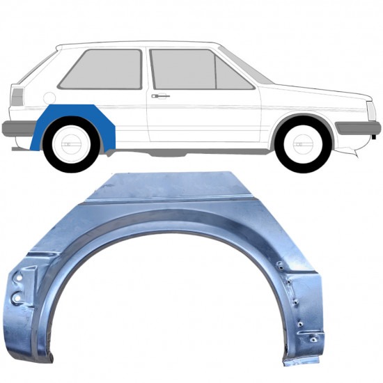 VW GOLF 2 1982- 3 DVEŘE OPRAVA ZADNÍHO BLATNÍKU / PRÁVA