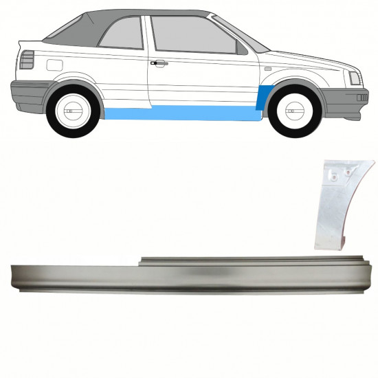 Opravný plech prahu + předního blatníku na VW Golf 3 1993-1998 / Pravá / CABRIO / Sada 10200