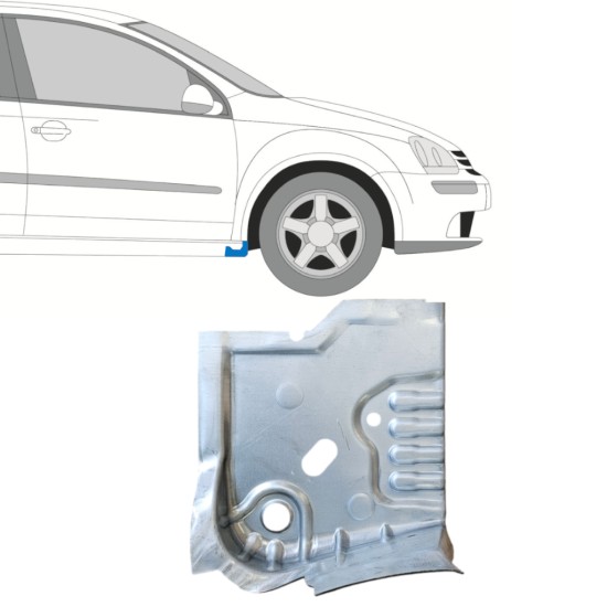 Opravný plech konce prahu na Volkswagen Golf 5 2003-2009 / Pravá 14906 Opravný plech konce prahu na Volkswagen Golf 5 2003-2009 / Pravá 14906