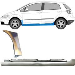 Kompletní práh + opravný plech předního blatníku na Volkswagen Golf Plus 2005-2013 / Levá / Sada 10381