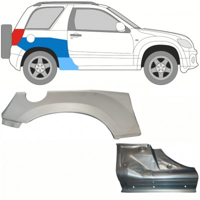 Opravný plech prahu + zadního blatníku na Suzuki Grand Vitara 2005-2012 / Pravá / Sada 10840