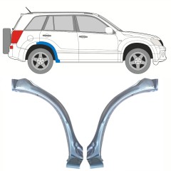 Opravný plech zadního blatníku přední část na Suzuki Grand Vitara 2005-2014 / Levá+Pravá / Sada 10177