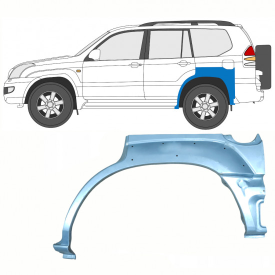 TOYOTA LAND CRUISER 2003-2010 5 DVEŘE PODBĚH ZADNÍHO KOLA OPRAVNÝ PANEL  / LEVÝ