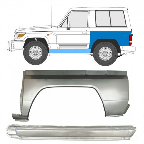 TOYOTA LAND CRUISER 1984-1993 OPRAVA ZADNÍHO BLATNÍKU + OPRAVA PRAHU / NASTAVIT / LEVÝ