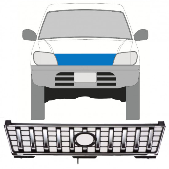 TOYOTA LAND CRUISER 1996-2002 MŘÍŽKA NÁRAZNÍK PŘEDNÍ CHROME