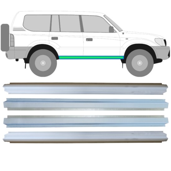 Opravný plech prahu vnitřní + vnější na Toyota Land Cruiser J90 1996-2002 / Levá+Pravá / Sada 14854 Opravný plech prahu vnitřní + vnější na Toyota Land Cruiser J90 1996-2002 / Levá+Pravá / Sada 14854
