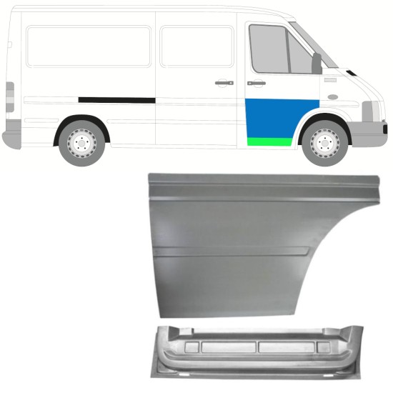 Opravný plech předních dveří vnitřní + vnější na Volkswagen LT 1996-2005 / Pravá 16569