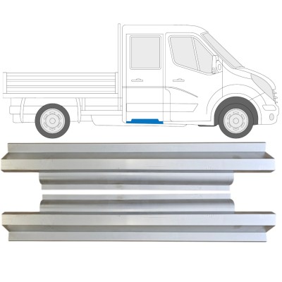 Opravný plech zadního prahu na Renault Master 2010- / Levá+Pravá / Dvojitá kabina / Sada 14571