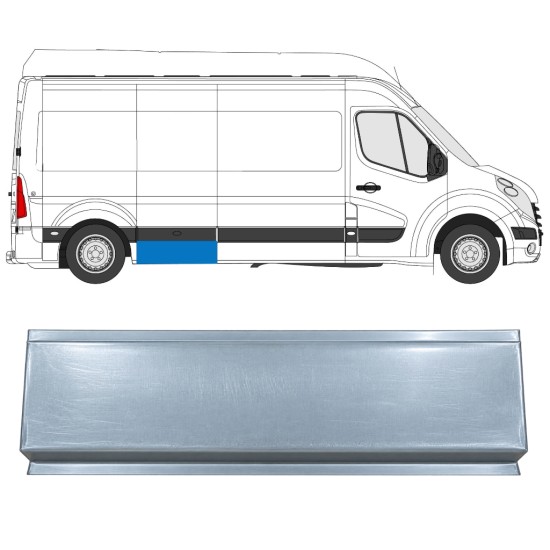 Opravný plech zadního blatníku přední část na Renault Master 2010-2024 / Levá = Pravá (symetrická) 17293