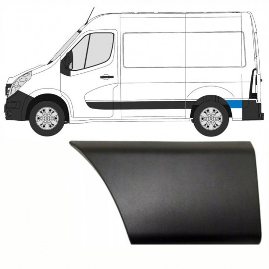 RENAULT MASTER 2010- KRÁTKÉ BOČNÍ LIŠTA ZA KOLO / LEVÝ