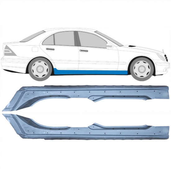 Kompletní práh na Mercedes C-class 2000-2007 / Levá+Pravá / Sada 10419