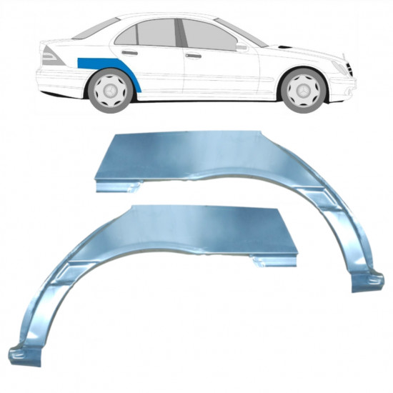 Lem zadního blatníku na Mercedes C-class 2000-2007 / Levá+Pravá / Sada 9176