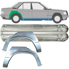 Opravný plech prahu + zadního blatníku na Mercedes 190 W201 1982-1993 / Levá+Pravá / Sada 9522