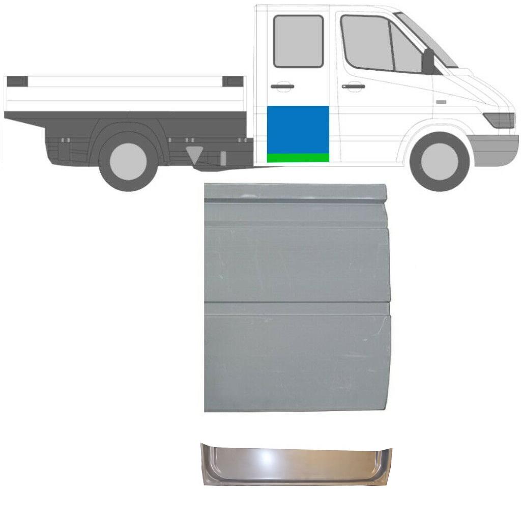 Opravný Plech Zadních Dveří Na Mercedes Sprinter 1995-2006 / Levá = Pravá (Symetrická) / Dvojitá Kabina / Sada 10483