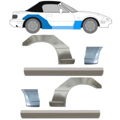 Opravný plech prahu + předního blatníku + zadního blatníku na Mazda MX-5 1989-1998 / Levá+Pravá / Sada 12582