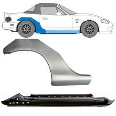 Celý práh + opravný plech zadního blatníku na Mazda MX-5 1998-2005 NB / Pravá / Sada 11145