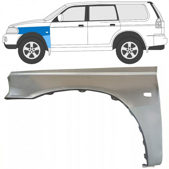 MITSUBISHI PAJERO SPORT 1996-2008 OPRAVA PŘEDNÍHO BLATNÍKU / LEVÝ