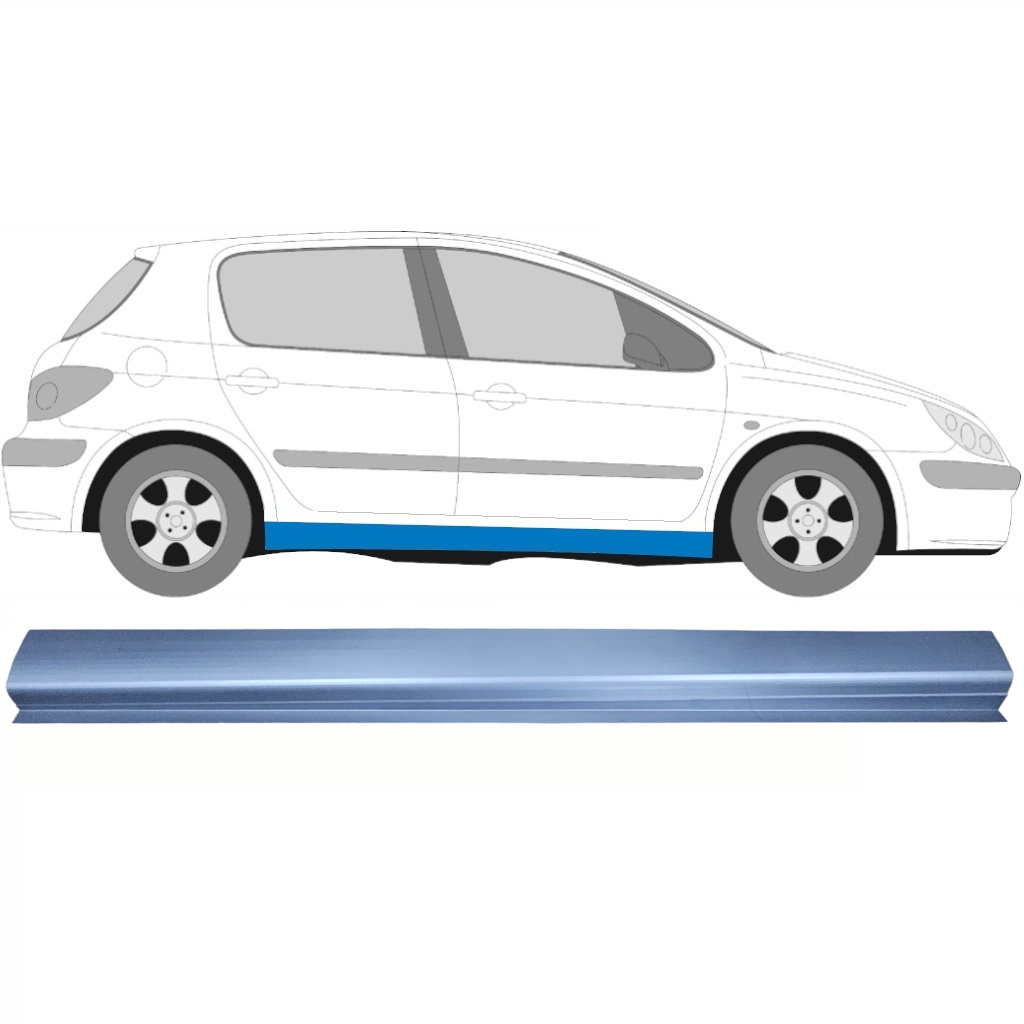 Opravný Plech Spodní Části Prahu Na Peugeot 307 2001-2008 / Pravá 8501