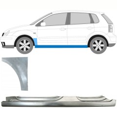 Kompletní práh + opravný plech předního blatníku na Volkswagen Polo 2001-2009 / Levá / Sada 8730