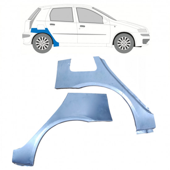 Lem zadního blatníku na Fiat Punto 2 1999-2010 / Levá+Pravá / Sada 9683