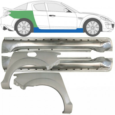 MAZDA RX8 2003-2012 CELÝ OPRAVA PRAHU + OPRAVA ZADNÍHO BLATNÍKU / NASTAVIT