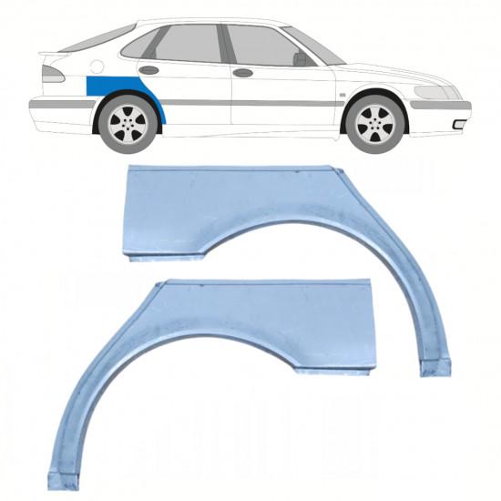 Lem zadního blatníku na Saab 9-3 1998-2003 / Levá+Pravá / Sada 10688