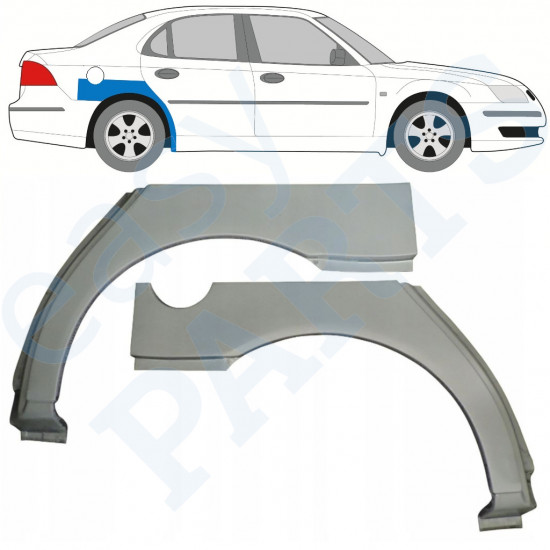 Lem zadního blatníku na Saab 9-3 2002-2012 / Levá+Pravá / Sada 9988