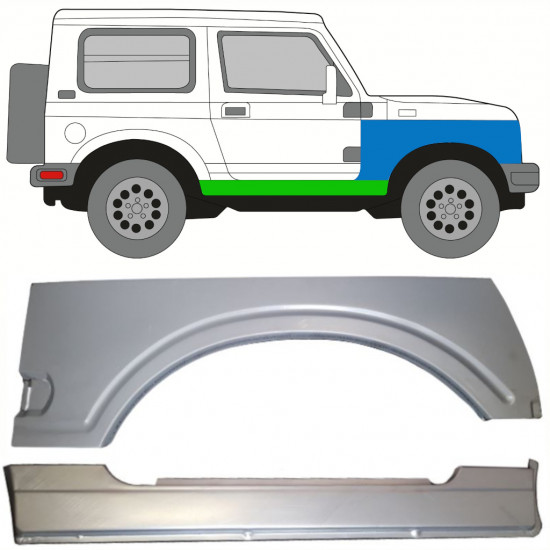 SUZUKI SAMURAI 1981-1998 CELÝ OPRAVA PRAHU+ OPRAVA PŘEDNÍHO BLATNÍKU / NASTAVIT / PRÁVA