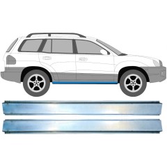 Opravný plech prahu vnitřní na Hyundai Santa Fe 2001-2006 / Levá+Pravá / Sada 11587