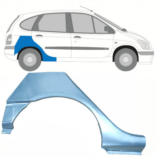 Opravný plech zadního blatníku s prahem na Renault Scenic 1995-2003 / Pravá 8405