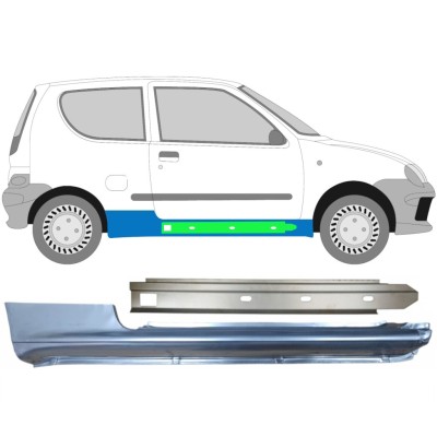 Opravný plech prahu + opravný plech vnitřního prahu na Fiat Seicento 1998-2010 / Pravá / Sada 14720