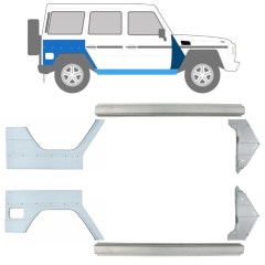 Opravný plech prahu + předního blatníku + zadního blatníku na Mercedes G-Class W460 W461 W463 1979-2017 / Levá+Pravá / Sada 9711