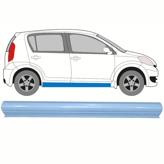 Opravný plech spodní části prahu na Daihatsu Sirion 2005-2010 / Levá = Pravá (symetrická) 17266