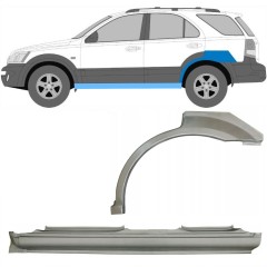 Celý práh + opravný plech zadního blatníku na Kia Sorento 2002-2009 / Levá / Sada 11712