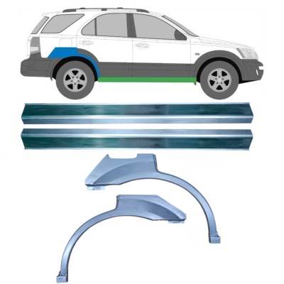 Opravný plech prahu + zadního blatníku na Kia Sorento 2002-2009 / Levá+Pravá / Sada 10696