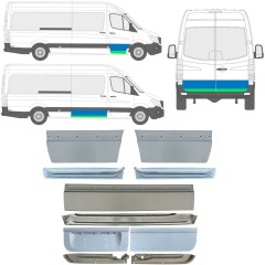 Opravný plech vnitřních + vnějších dveří na Mercedes Sprinter 2006-2018 / Levá+Pravá / Sada 11318