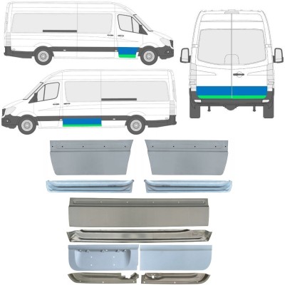 Opravný plech vnitřních + vnějších dveří na Mercedes Sprinter 2006-2018 / Levá+Pravá / Sada 11319
