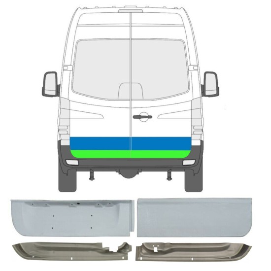 Opravný plech zadních dveří na Volkswagen Crafter 2005-2017 / Levá+Pravá / Sada 14386