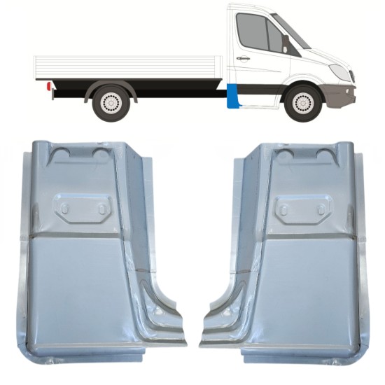 Opravný plech zadního rohu na Mercedes Sprinter 2006-2018 / Levá+Pravá / Jednomístná kabina / Sada 15071
