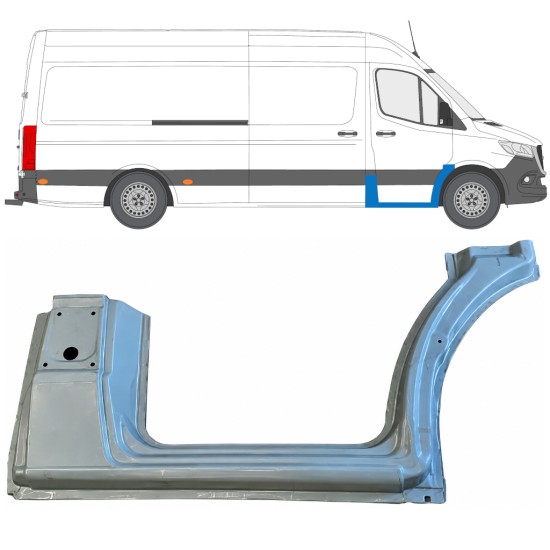 Opravný plech prahu + předního podběhu na Mercedes Sprinter 2018- / Pravá 17090
